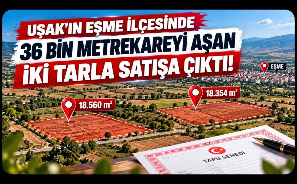 Uşak'ın Eşme İlçesinde 36 Bin Metrekareyi Aşan İki Tarla Satışa Çıktı!