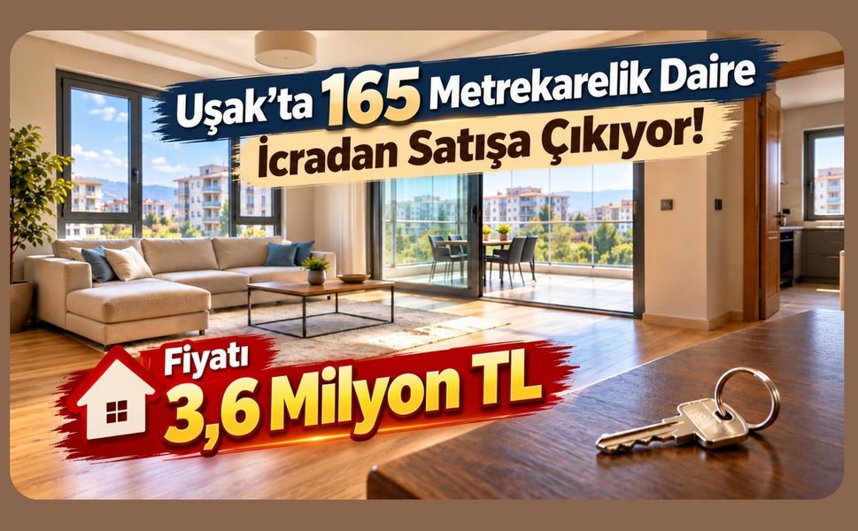 Uşak'ta 165 Metrekarelik Daire İcradan Satışa Çıkıyor! Fiyatı 3,6 Milyon TL