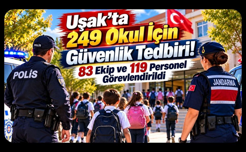 Uşak’ta 249 Okul İçin Güvenlik Tedbiri! 83 Ekip ve 119 Personel Görevlendirildi
