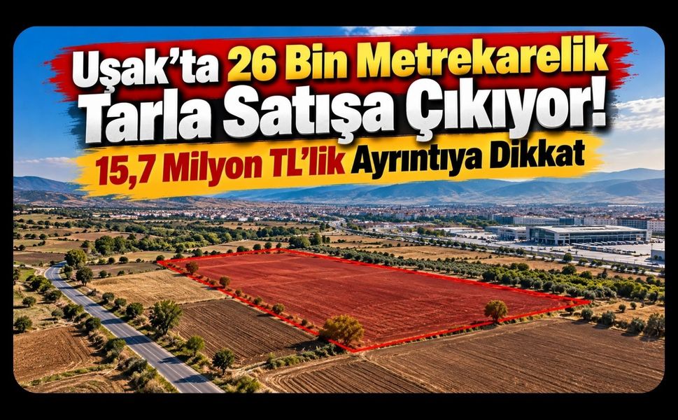 Uşak’ta 26 Bin Metrekarelik Tarla Satışa Çıkıyor! 15,7 Milyon TL’lik Ayrıntıya Dikkat