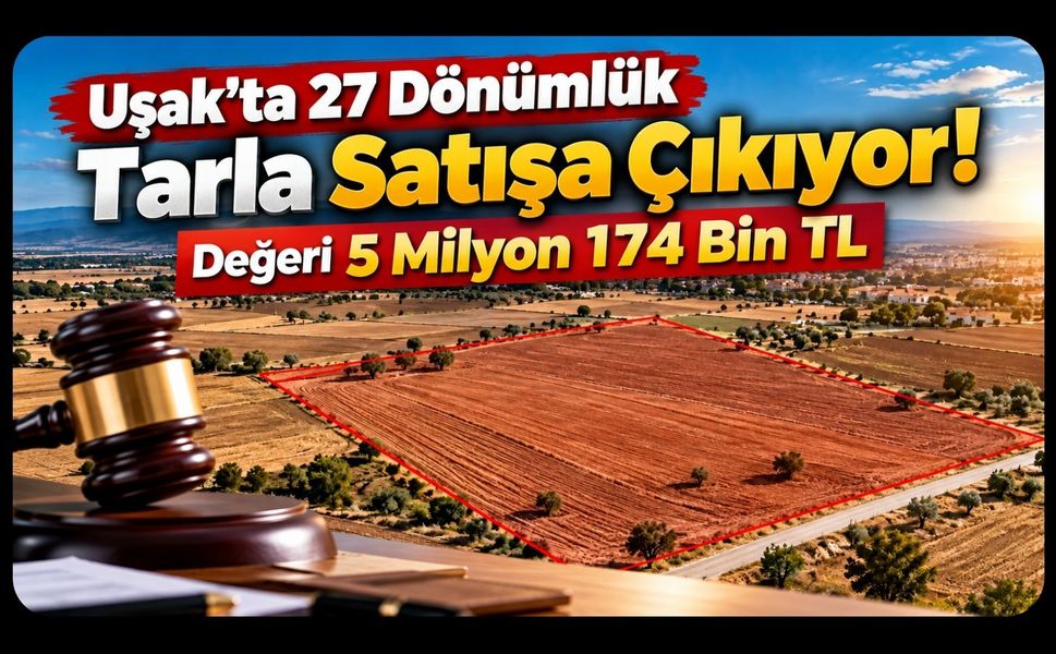 Uşak’ta 27 Dönümlük Tarla Satışa Çıkıyor! Değeri 5 Milyon 174 Bin TL