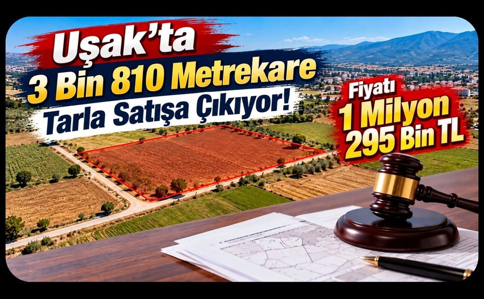 Uşak’ta 3 Bin 810 Metrekare Tarla Satışa Çıkıyor! Fiyatı 1 Milyon 295 Bin TL