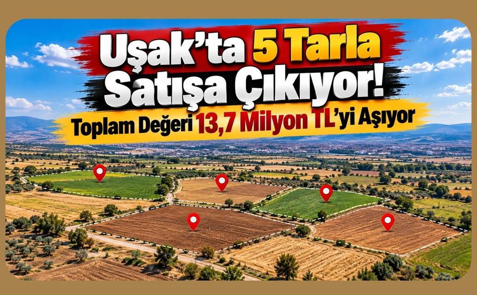 Uşak’ta 5 Tarla Satışa Çıkıyor! Toplam Değeri 13,7 Milyon TL’yi Aşıyor