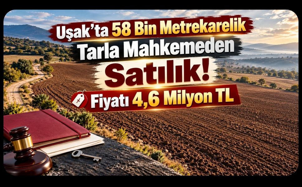 Uşak'ta 58 Bin Metrekarelik Tarla Mahkemeden Satılık! Fiyatı 4,6 Milyon TL