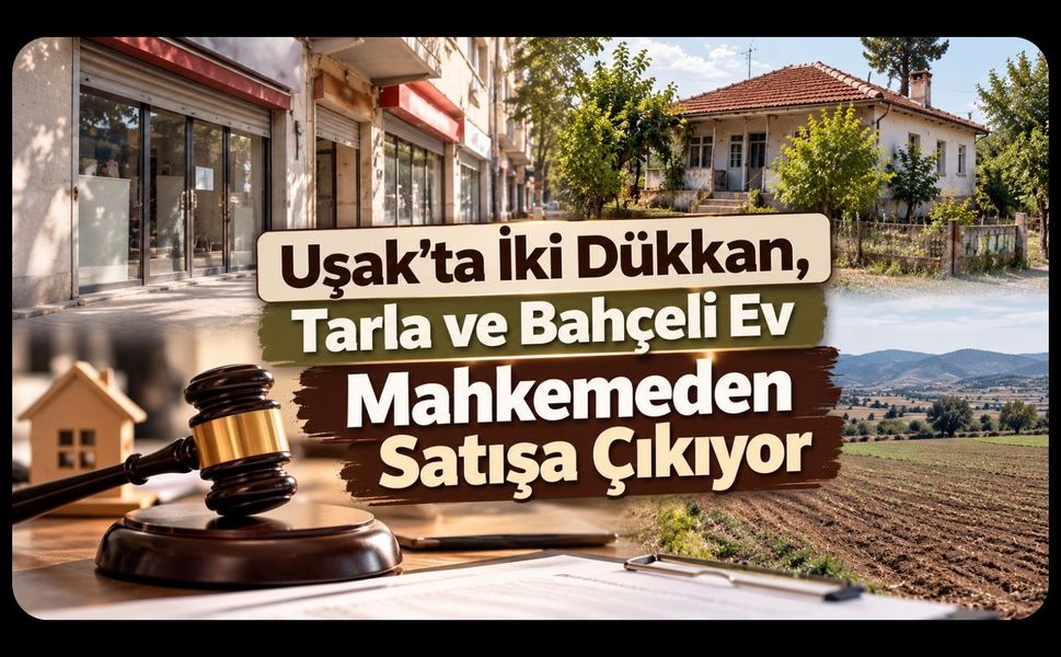 Uşak’ta İki Dükkan, Tarla ve Bahçeli Ev Mahkemeden Satışa Çıkıyor