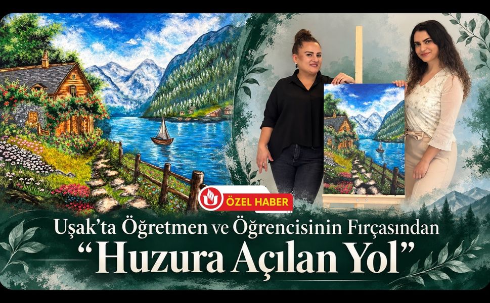 Uşak’ta Öğretmen ve Öğrencisinin Fırçasından “Huzura Açılan Yol”