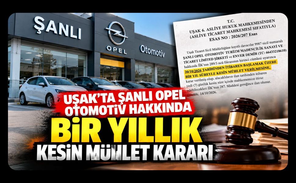 Uşak'ta Şanlı Opel Otomotiv Hakkında Bir Yıllık Kesin Mühlet Kararı