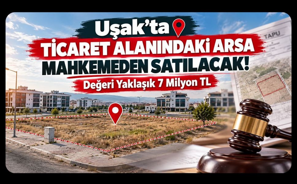 Uşak’ta Ticaret Alanındaki Arsa Mahkemeden Satılacak! Değeri Yaklaşık 7 Milyon TL