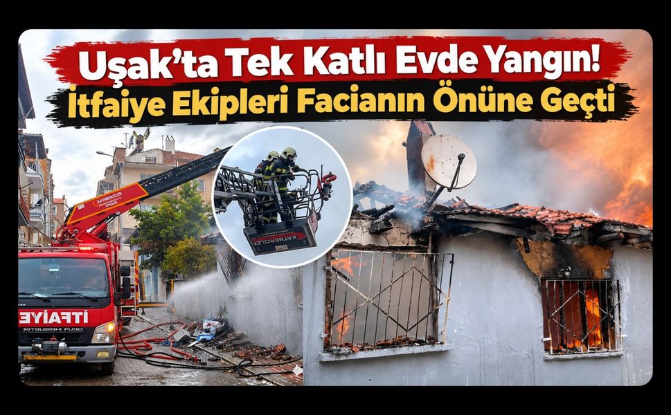 Uşak'ta Tek Katlı Evde Yangın! İtfaiye Ekipleri Facianın Önüne Geçti