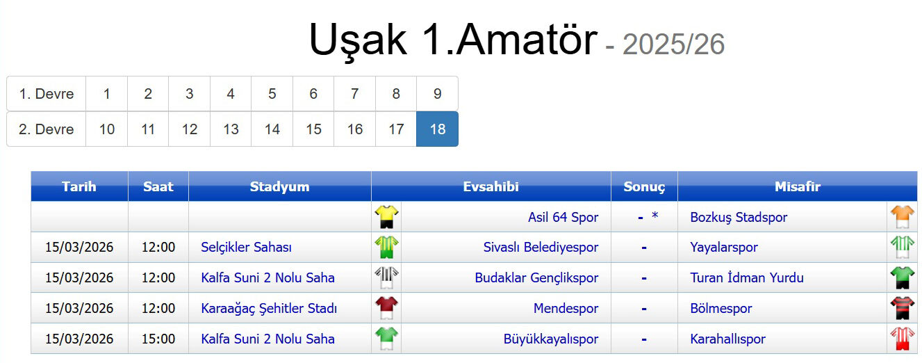 1. Amatör Maçları