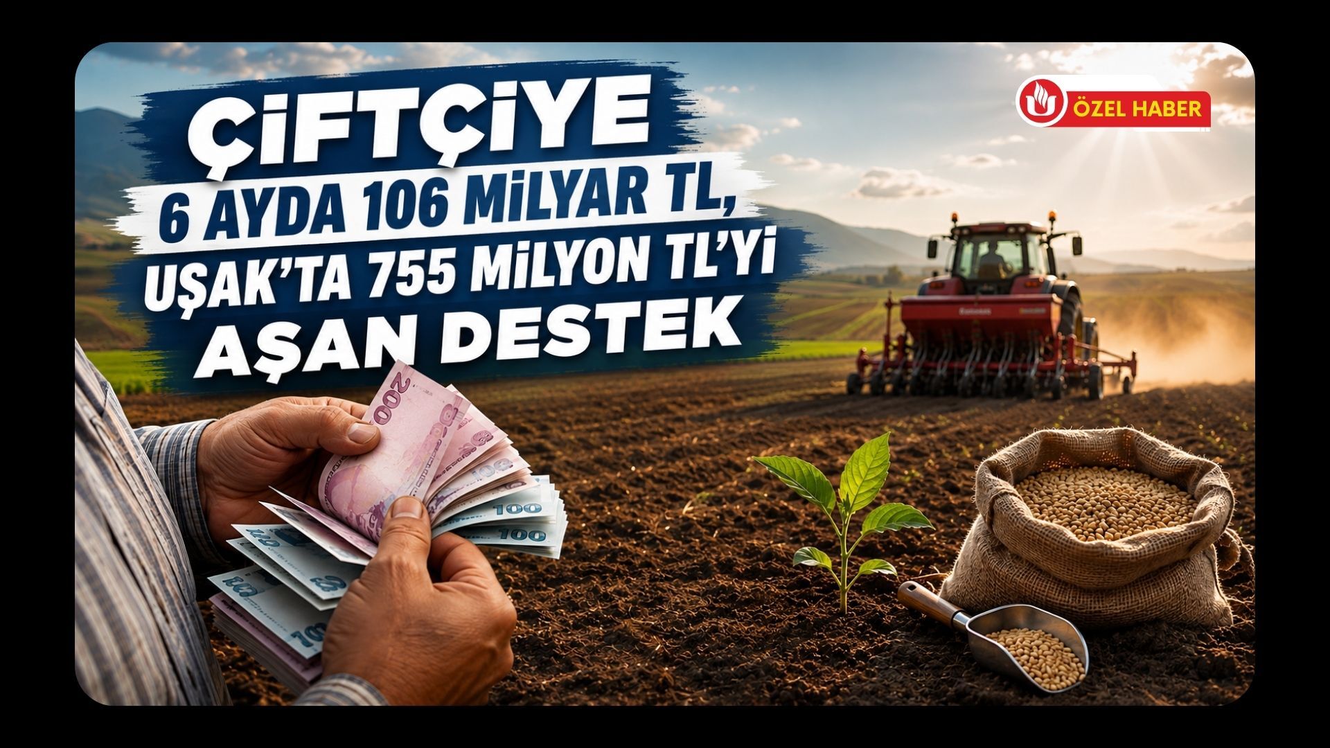 Çiftçiye 6 Ayda 106 Milyar TL, Uşak’ta 755 Milyon TL’yi Aşan Destek