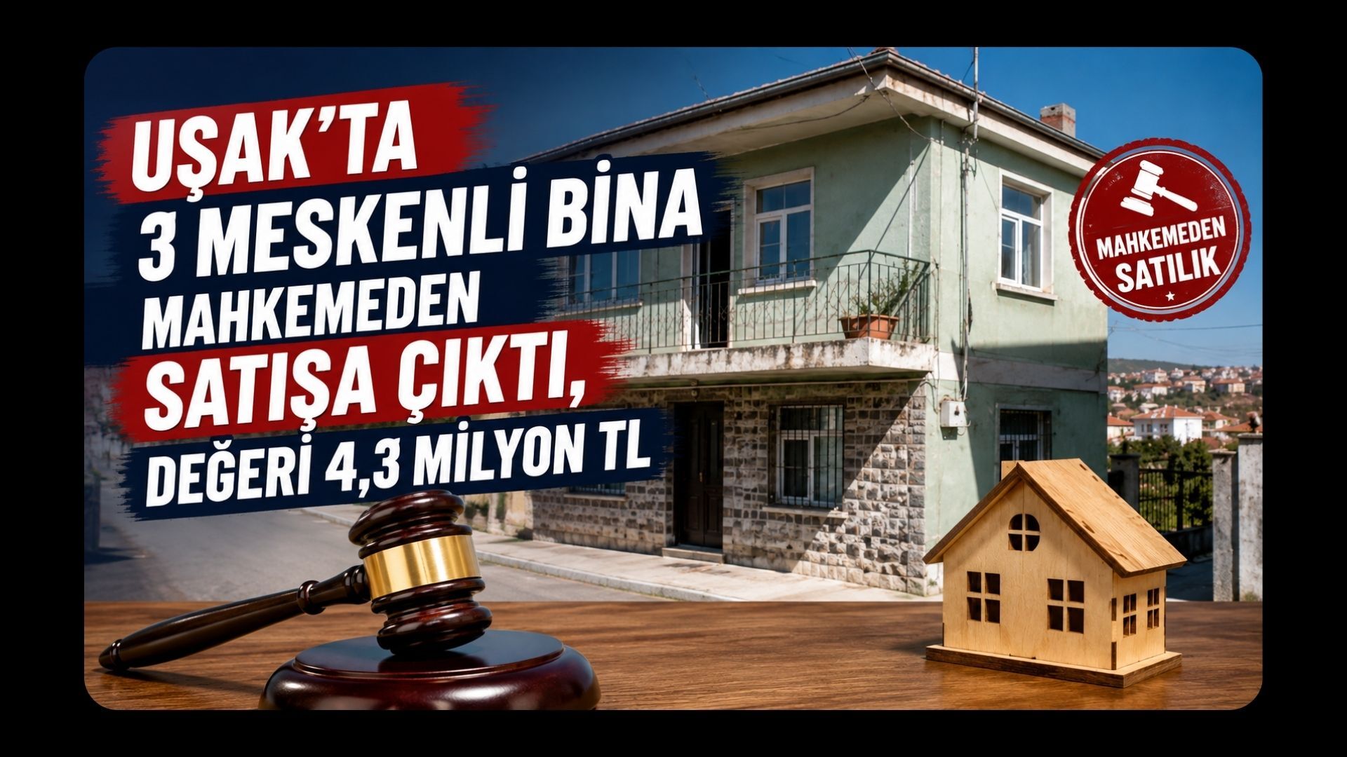 Uşak’ta 3 Meskenli Bina Mahkemeden Satışa Çıktı, Değeri 4,3 Milyon TL