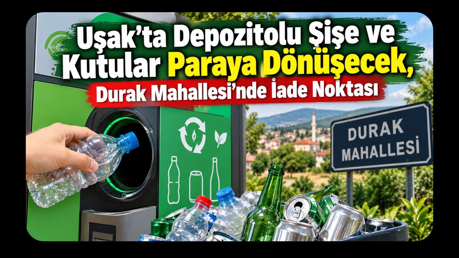 Uşak’ta Depozitolu Şişe ve Kutular Paraya Dönüşecek, Durak Mahallesi’nde İade Noktası